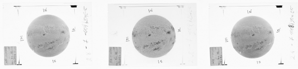 Fotografias do Sol realizadas no Observatrio Astronmico da Universidade de Coimbra, no ano de 2000. H alfa, K3, H alfa